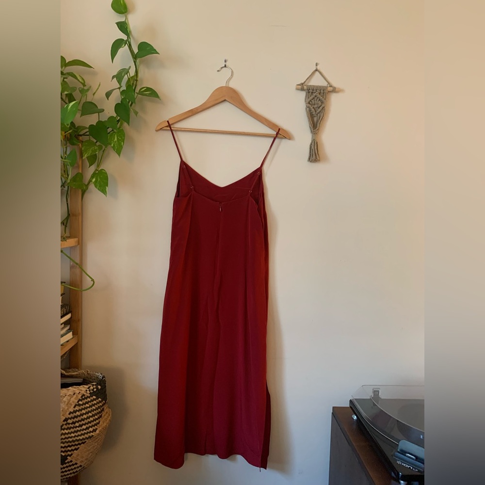 Madewell // Red Silk Eva Side-Slit Slip Dress - Picture 4 of 11